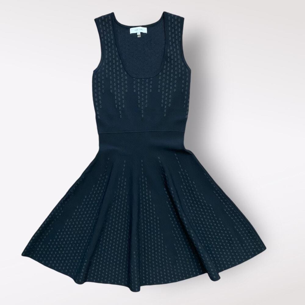 John Jenn Sleeveless Knit Fit and Flare Short Mini‎ Dress Size Medium Black Gray